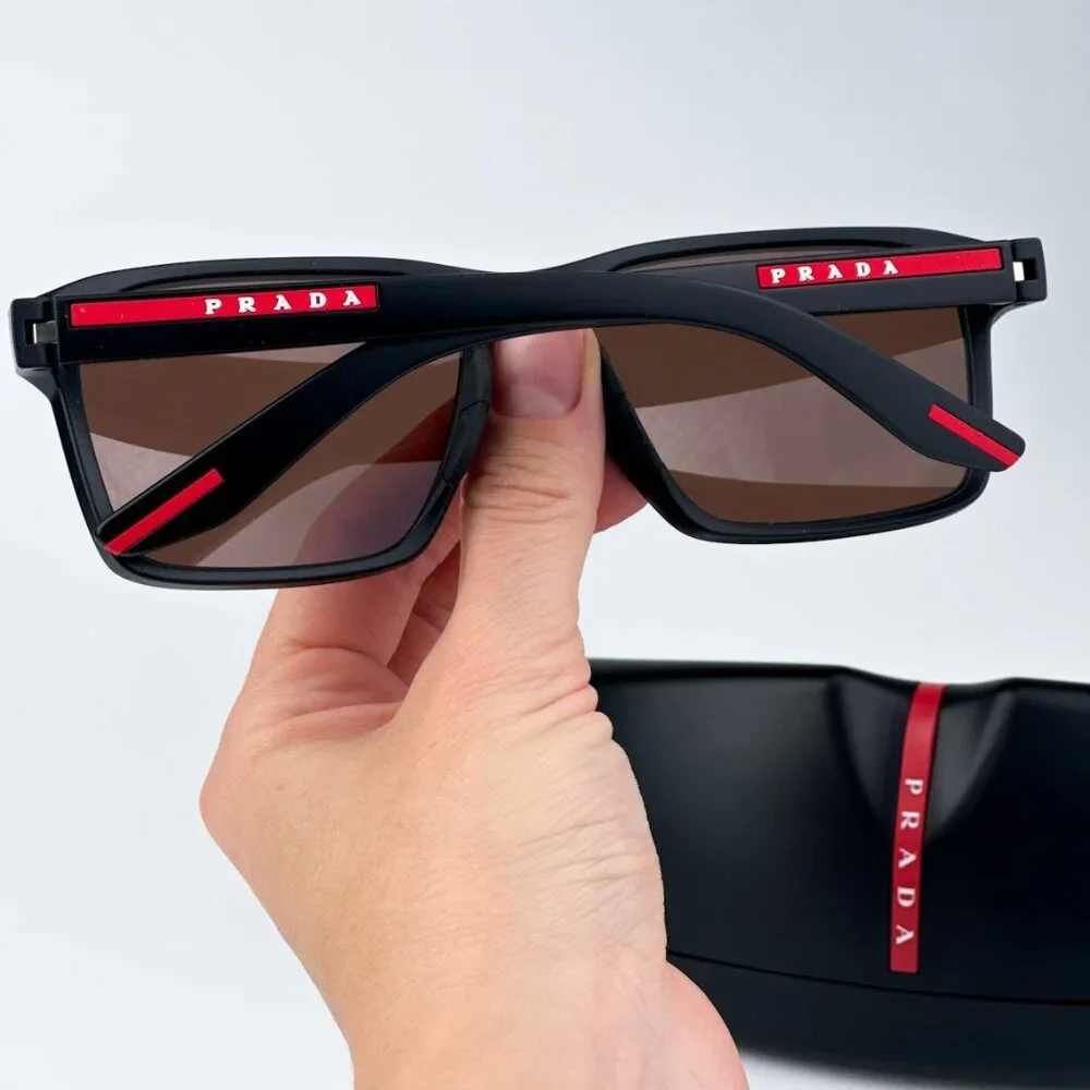 Prada Linea Rossa PS05YS DG050A BRAND NEW Sunglasses Black Rubber Brown Unisex